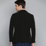 Men Black Solid Regular Fit Single-Breasted Casual Blazer